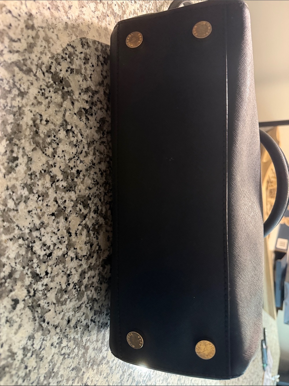 Michael Kors Black Leather Crossbody Satchel with Gold Accents - Picture 3 of 4